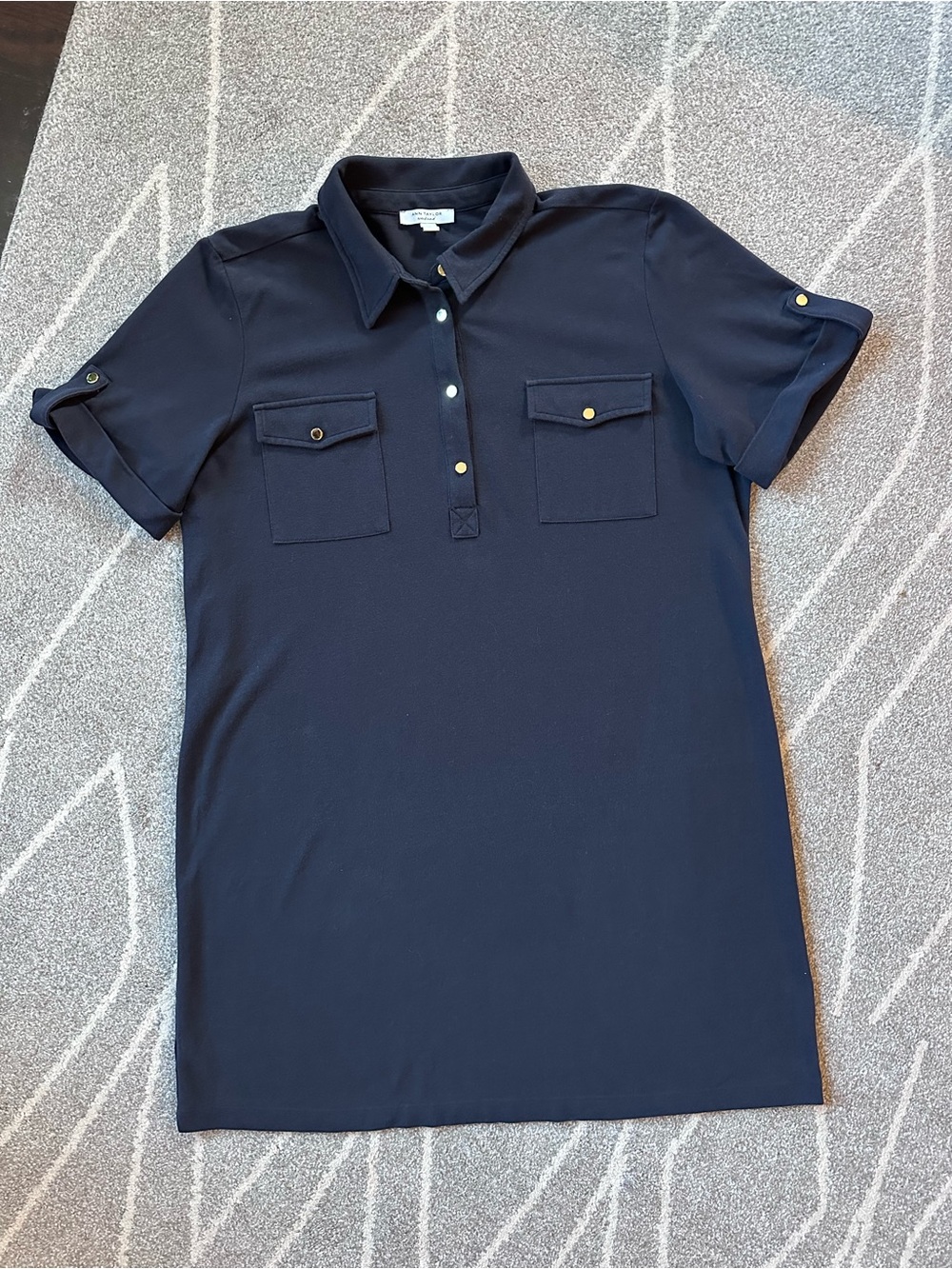 Ann Taylor Weekend Navy Blue Polo Shirt Dress